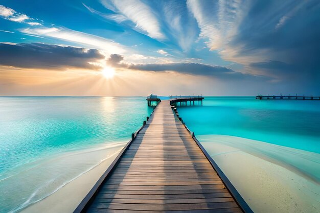 The beautiful maldives whice is water color blue same sky