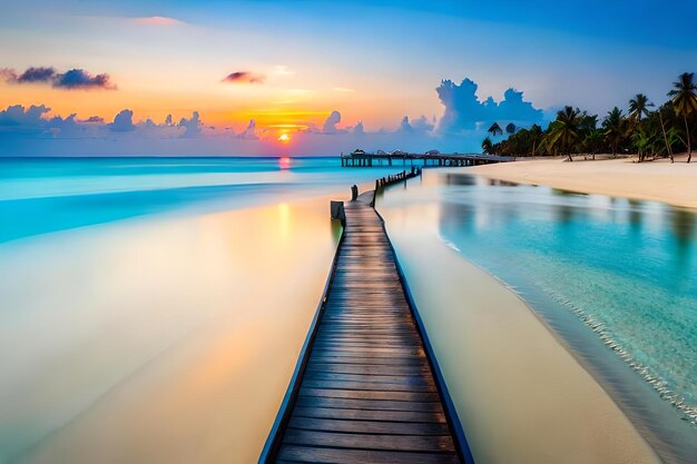 The beautiful maldives whice is water color blue same sky