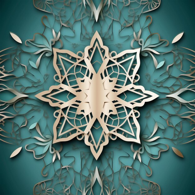 Beautiful mandala pattern blue and golden background