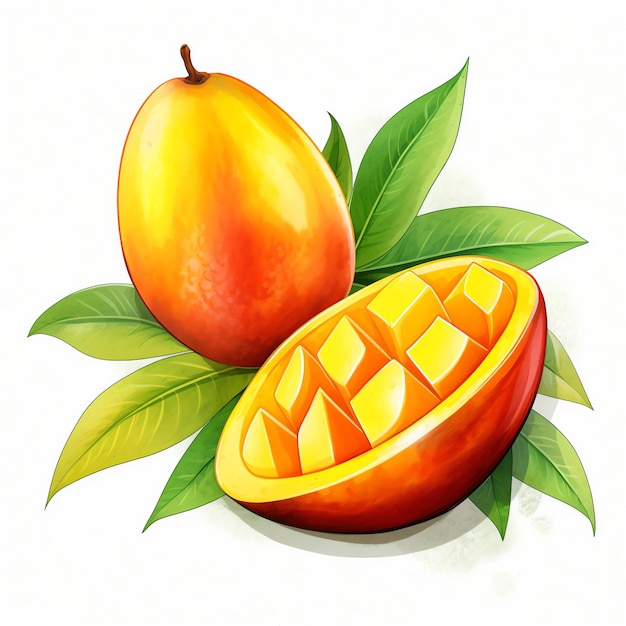 Photo beautiful mango watercolor clipart illustration