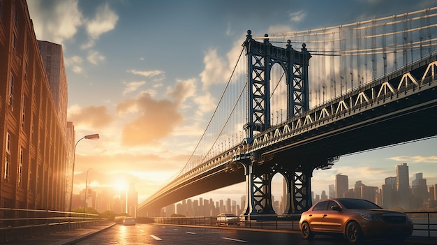 Foto il bellissimo ponte di manhattan a new york, negli stati uniti.