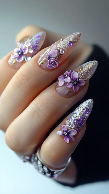 Beautiful manicure close up hands with modern nail design