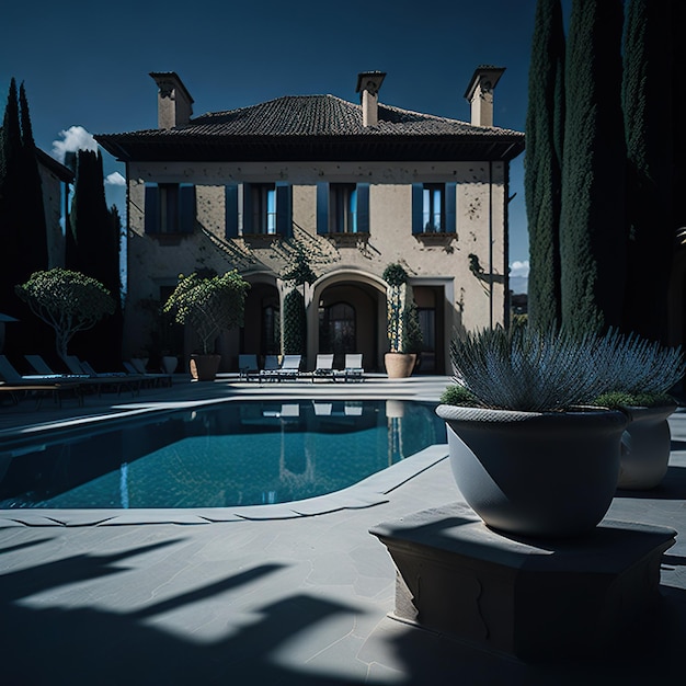 Foto bella villa in stile classico con ia generativa
