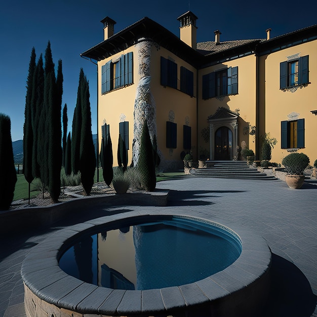 Foto bella villa in stile classico con ia generativa