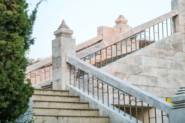 Beautiful marble stone stairs of building