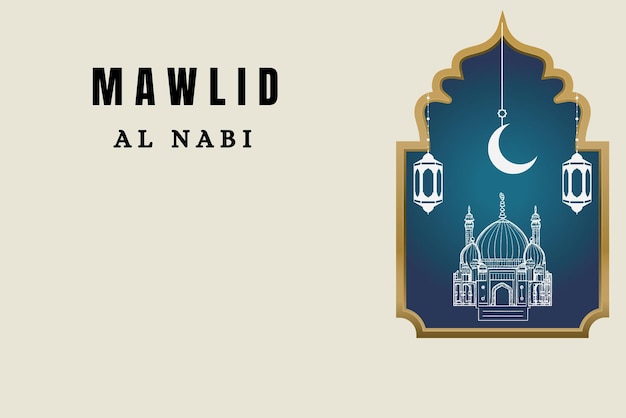 Photo beautiful mawlid al nabi islamic festival greeting design vector