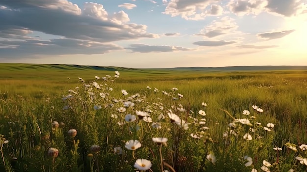 Beautiful meadow full of wild flowers