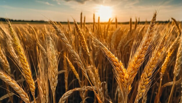 Photo beautiful meadow with ripe wheat sky