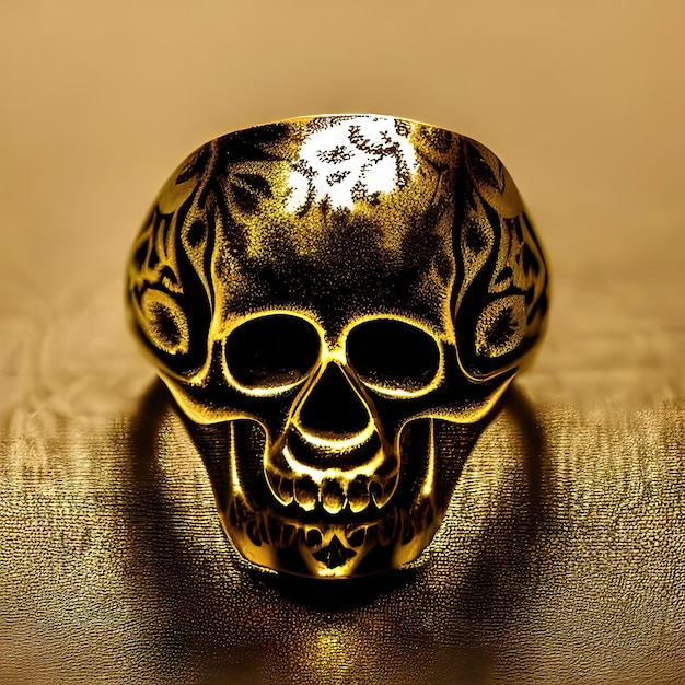 Beautiful men skull ring in yellow and white gold