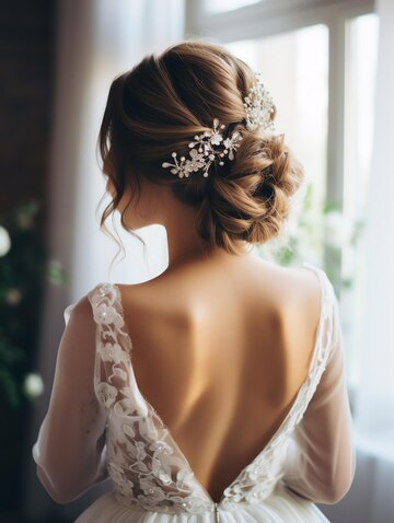 Beautiful Messy bun with a hairpiece hair style for bride ...
