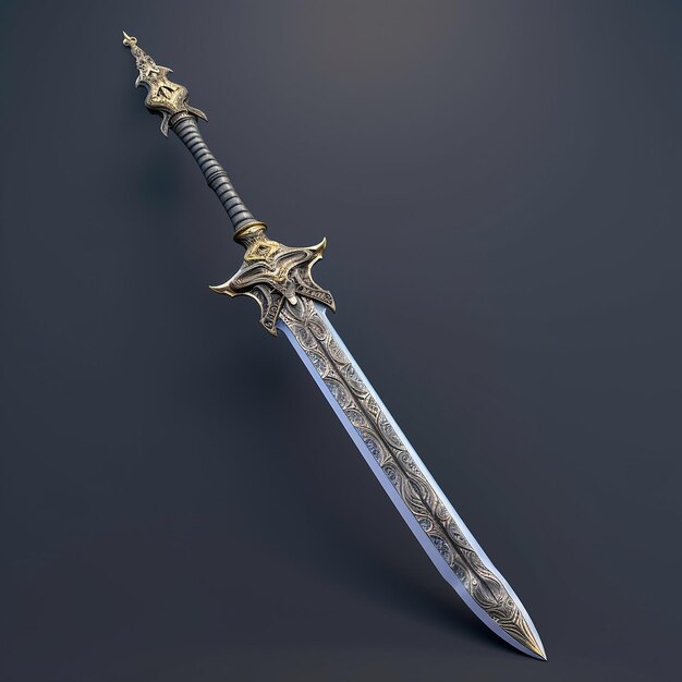 Photo beautiful metal stylish sword mockup