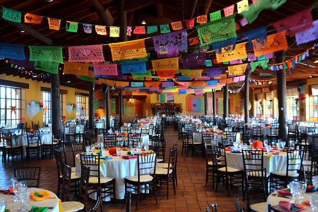 Photo beautiful mexican party decoration with food