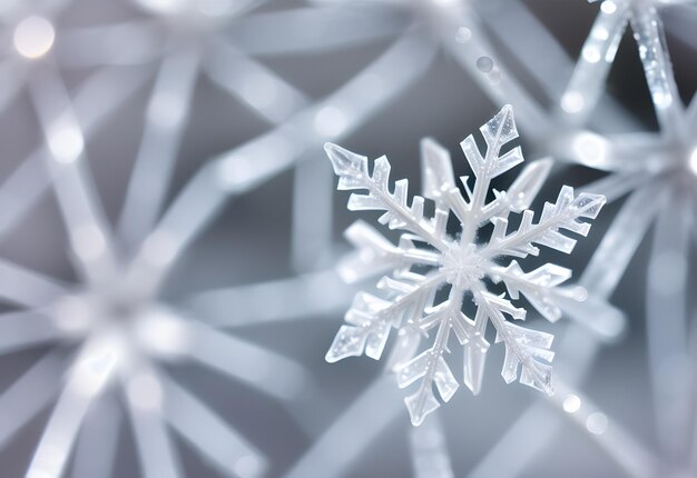 beautiful micro snowflakes with blur background