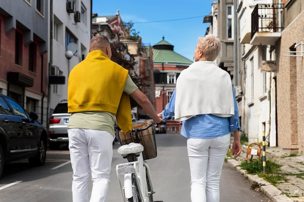 Beautiful middle age couple having a date in a sunny day