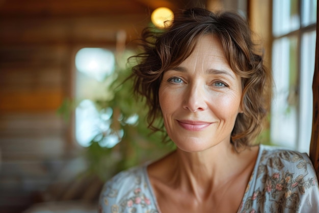 Foto bella donna di mezza età ritratto di anni bellezza naturale pelle liscia bella bellezza senza trucco