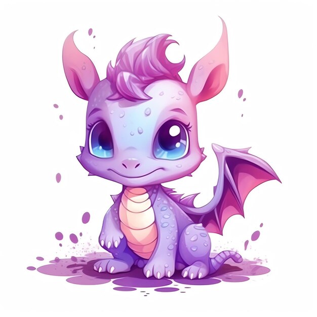 Beautiful and mighty dragon on white background Cute Funny Dragon in Cartoon Style