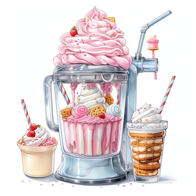 beautiful Milkshake machine clipart illustration