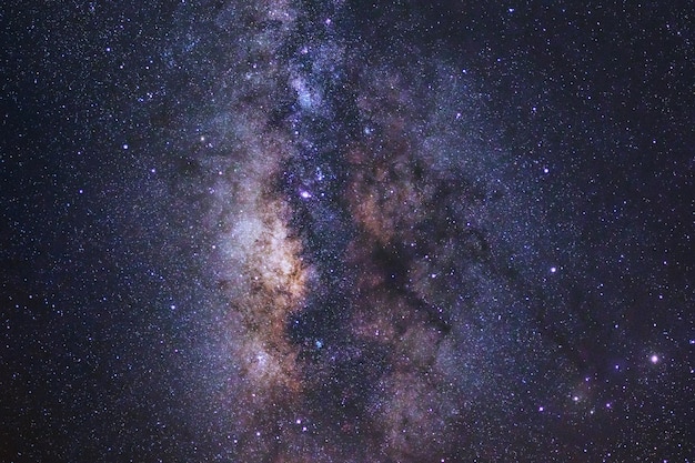 Beautiful milky way galaxy on a night skyLong exposure photograph with grain