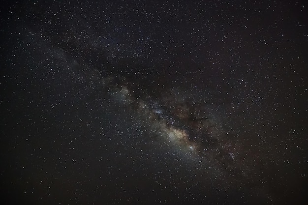 Beautiful milkyway on a night sky Long exposure photograph with grain