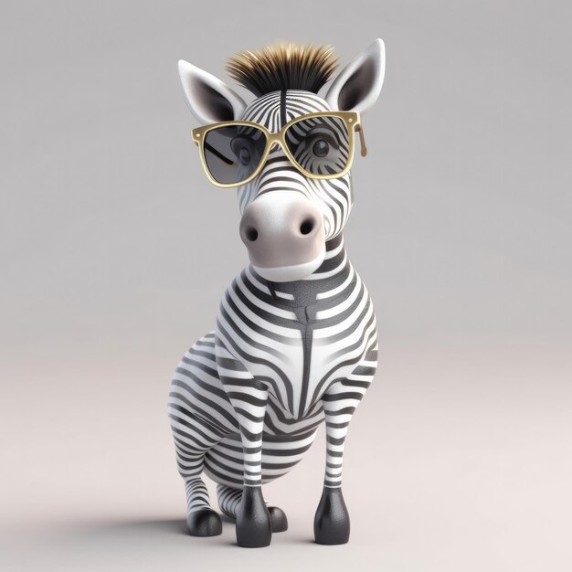 Beautiful mini zebra portrait Happy with clothes 3d render