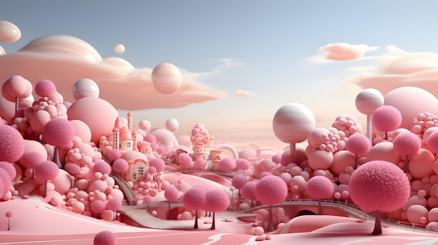 Premium AI Image | Beautiful and minimal fantasy sweet barbie world ...