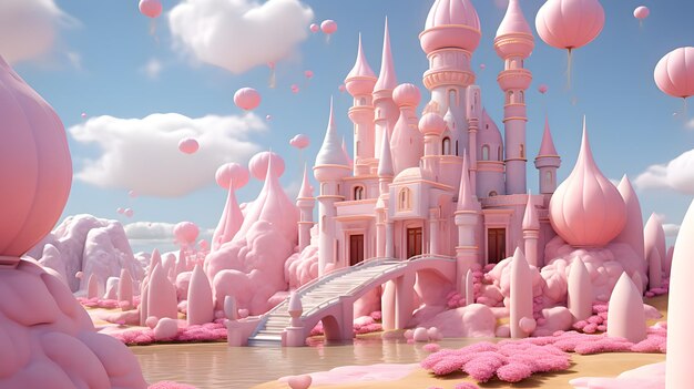 Beautiful and minimal fantasy sweet barbie world background in a candyland wonderland