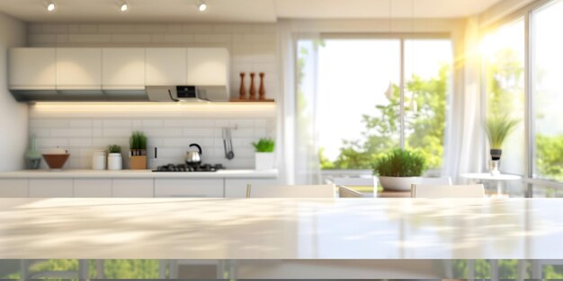 Фото Красивый минимальный современный размытый размытый кухонный фон
