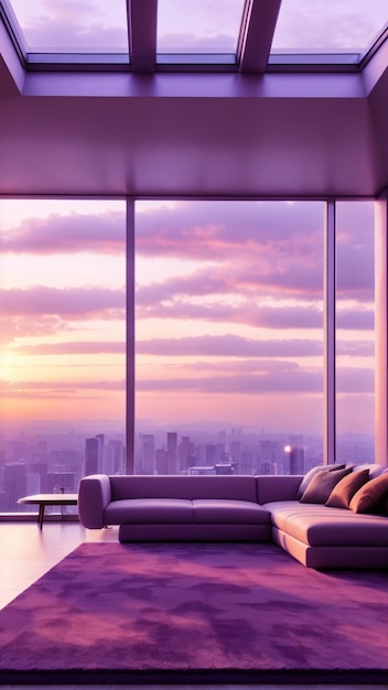 Beautiful minimalist purple lounge room