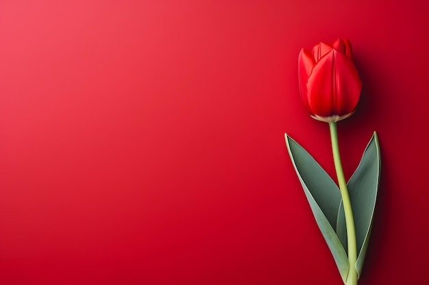 Beautiful minimalist red tulip background