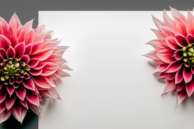 Beautiful mockup of charming dahlia flower on white paper