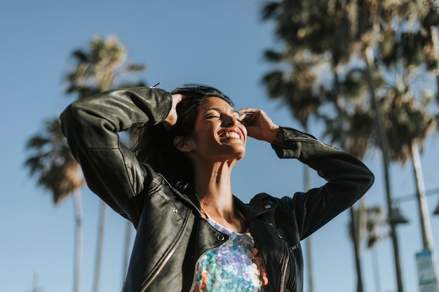 Beautiful model posing at Venice Beach