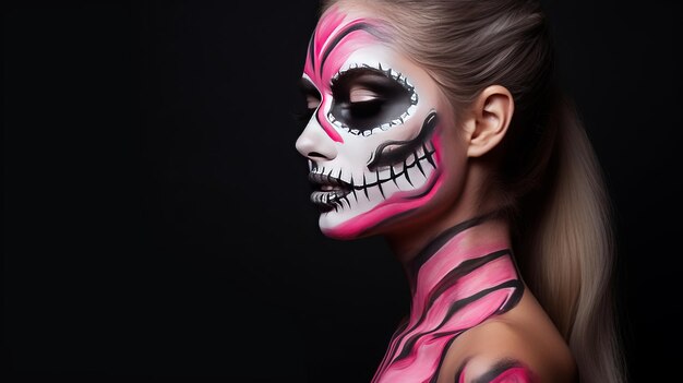 Photo beautiful model with halloween makeup