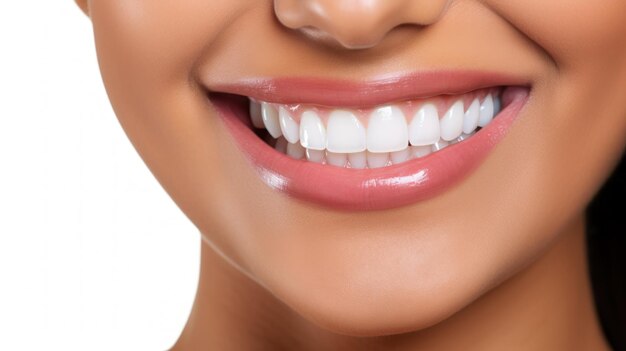 A beautiful model woman smiling with clean teeth