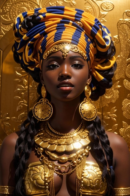 a beautiful model of a woman with a beautiful headdress.