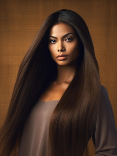 Photo beautiful model woman with long hairstyle care and beauty hair products