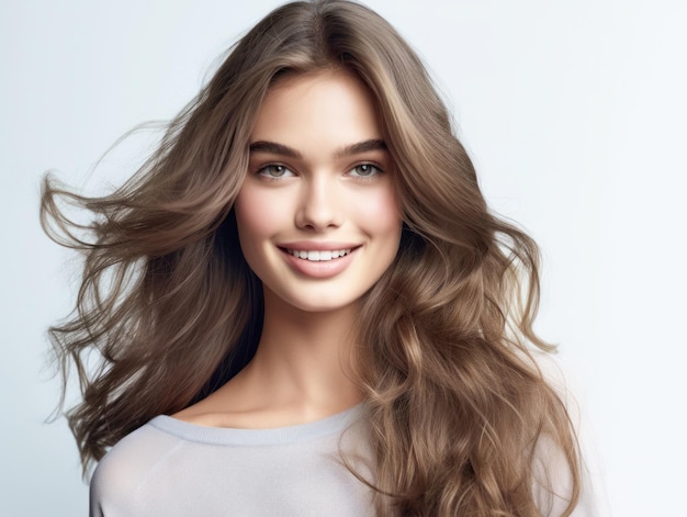 Beautiful model woman with long hairstyle Care and beauty hair products