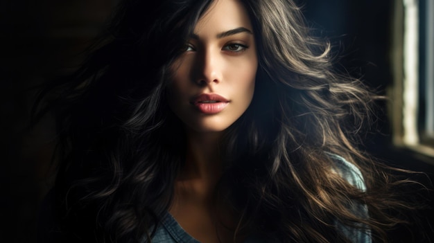 Beautiful model woman with long hairstyle Care and beauty hair products