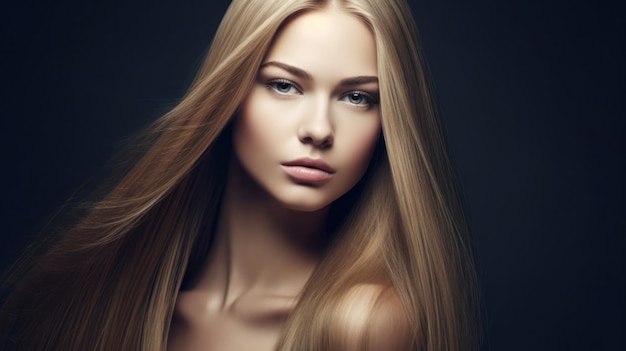 Beautiful model woman with long hairstyle care and beauty hair products