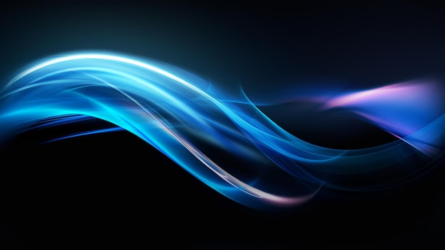 Beautiful modern background with shining wavy lines on dark background