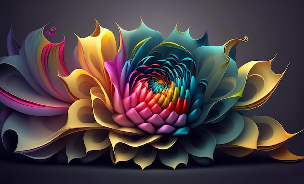 Beautiful modern colorful flower design. Flower art banner for print, creative design. Abstract flow