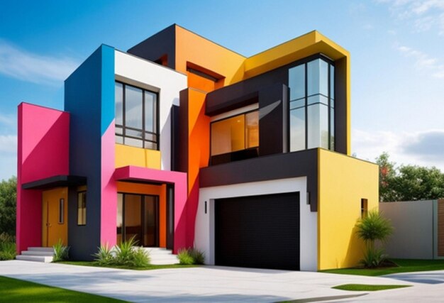 A beautiful modern colorfull house view