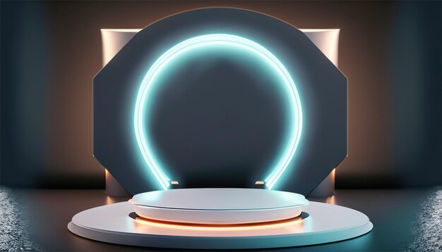 beautiful modern futuristic podium with an integrated light for product