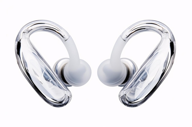 Beautiful modern headphones on air isolated clear background