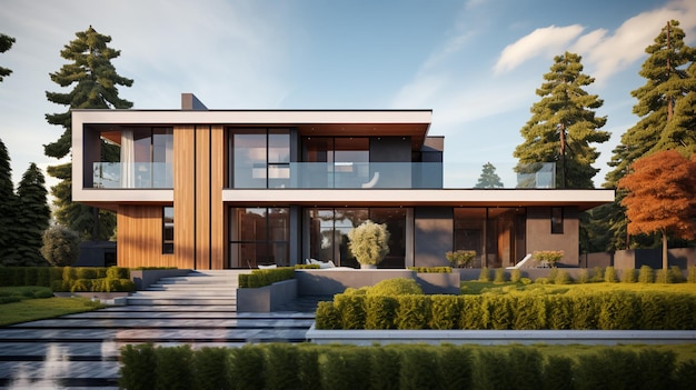 beautiful modern home exterior AI Generative