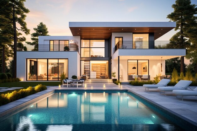 A beautiful modern house generated Ai