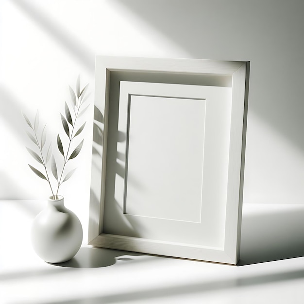 Beautiful modern and simple photo frame canvas with white background for mockup