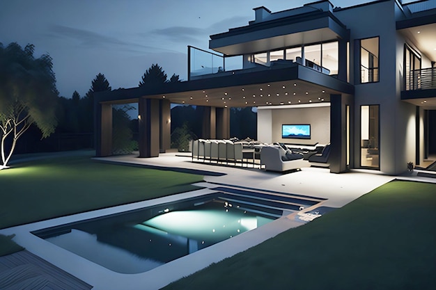 Beautiful modern style luxury home ai generated