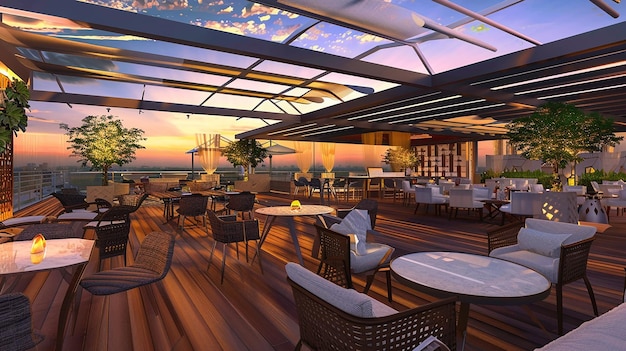 beautiful modern terrace lounge with stylish furniture