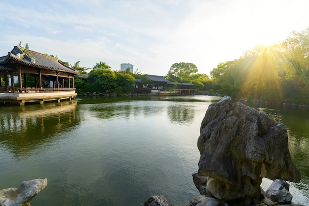 中国寧波の美しい月の湖公園