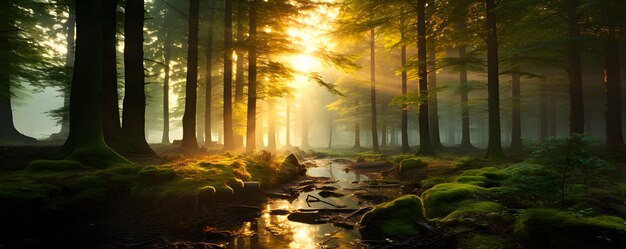 Photo beautiful morning in the forest